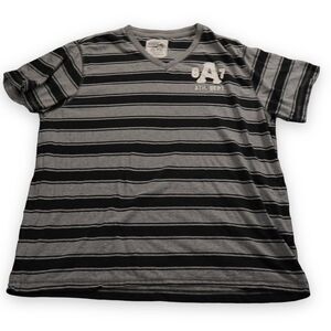 Aeropostale Shirt Adult XXL 2XL Gray Black Striped 1987 Embroidered Logo Preppy‎